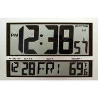 Jumbo Clock, Digital, Battery Operated, 16.5" W x 1.7" D x 11" H, Silver XD075 | Globex Building Supplies Inc.