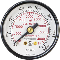 Pressure Gauges, 1-1/2" , 0 - 4000 psi, Back Mount, Analogue 331-2445 | Globex Building Supplies Inc.