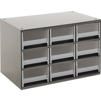 Modular Parts Cabinets, Steel, 9 Drawers, 17" x 10-9/16" x 3-1/16", Grey CA858 | Globex Building Supplies Inc.