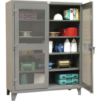 Heavy-Duty Ventilated Storage Cabinets, 4 Shelves, 72" H x 36" W x 24" D, Steel, Grey FI329 | Globex Building Supplies Inc.