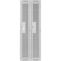 Clean Line™ Lockers, Bank of 2, 24" x 12" x 72", Steel, Grey, Rivet (Assembled), Perforated FK225 | Globex Building Supplies Inc.