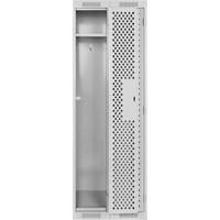 Clean Line™ Lockers, Bank of 2, 24" x 12" x 72", Steel, Grey, Rivet (Assembled), Perforated FK225 | Globex Building Supplies Inc.