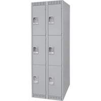 Lockers, 3 -tier, Bank of 2, 24" x 18" x 72", Steel, Grey, Knocked Down FN473 | Globex Building Supplies Inc.