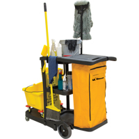 Janitor Cleaning Cart, 51" x 20" x 38", Plastic, Black JG813 | Globex Building Supplies Inc.