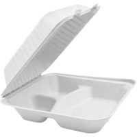 Compostable Hinged Food Containers with Compartments, Bagasse, Square JP905 | Globex Building Supplies Inc.