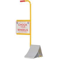 Wheel Chock with Handle & Sign, 7" W x 11-7/8" D x 7-11/16" H KI285 | Globex Building Supplies Inc.
