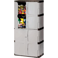 Heavy-Duty Cabinets, Plastic, 3 Shelves, 72" H x 36" W x 18" D, Mica and Charcoal MH722 | Globex Building Supplies Inc.