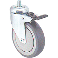 Zinc Plated Caster, Swivel with Brake, 4" (102 mm) Dia., 200 lbs. (91 kg.) Capacity MI946 | Globex Building Supplies Inc.
