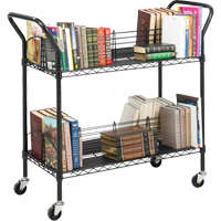 Double-Sided Wire Book Cart, 200 lbs. Capacity, Black, 18-3/4" D x 44" L x 39" H, Steel ON735 | Globex Building Supplies Inc.