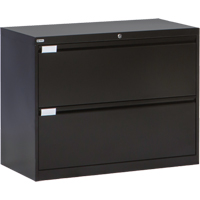 Lateral Filing Cabinet, Steel, 2 Drawers, 36" W x 18" D x 27-7/8" H, Black OP213 | Globex Building Supplies Inc.