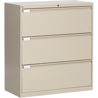 Lateral Filing Cabinet, Steel, 3 Drawers, 36" W x 18" D x 40-1/16" H, Beige OP217 | Globex Building Supplies Inc.