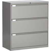 Lateral Filing Cabinet, Steel, 3 Drawers, 36" W x 18" D x 40-1/16" H, Grey OP218 | Globex Building Supplies Inc.
