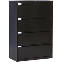 Lateral Filing Cabinet, Steel, 4 Drawers, 36" W x 18" D x 53-3/8" H, Black OP219 | Globex Building Supplies Inc.
