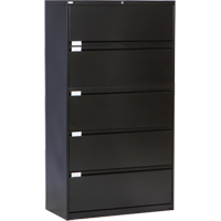 Lateral Filing Cabinet, Steel, 5 Drawers, 36" W x 18" D x 65-1/2" H, Black OP222 | Globex Building Supplies Inc.