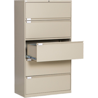 Lateral Filing Cabinet, Steel, 5 Drawers, 36" W x 18" D x 65-1/2" H, Beige OP223 | Globex Building Supplies Inc.