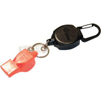 Self Retracting ID Badge and Key Reel with Whistle, Zinc Alloy Metal, 24" Cable, Carabiner Attachment OP294 | Globex Building Supplies Inc.