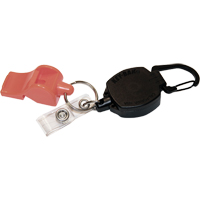 Self Retracting ID Badge and Key Reel with Whistle, Zinc Alloy Metal, 24" Cable, Carabiner Attachment OP294 | Globex Building Supplies Inc.