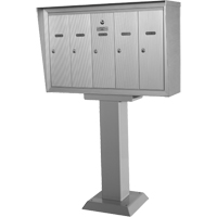 Single Deck Mailboxes, Pedestal -Mounted, 16" x 5-1/2", 3 Doors, Aluminum OP394 | Globex Building Supplies Inc.