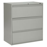 Lateral Filing Cabinet, Steel, 3 Drawers, 36" W x 19-1/4" D x 39-3/50" H, Grey OP907 | Globex Building Supplies Inc.