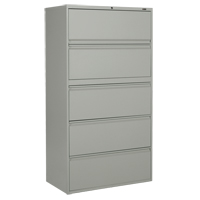 Lateral Filing Cabinet, Steel, 5 Drawers, 36" W x 19-1/4" D x 66-5/9" H, Grey OP908 | Globex Building Supplies Inc.