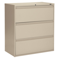 Lateral Filing Cabinet, Steel, 3 Drawers, 36" W x 19-1/4" D x 39-3/50" H, Beige OP910 | Globex Building Supplies Inc.