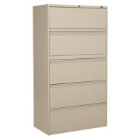 Lateral Filing Cabinet, Steel, 5 Drawers, 36" W x 19-1/4" D x 66-5/9" H, Beige OP911 | Globex Building Supplies Inc.