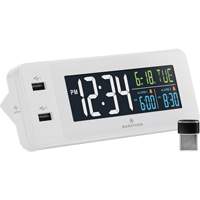 Hotel Collection Fast-Charging Dual USB Alarm Clock, Digital, Battery Operated, White OR489 | Globex Building Supplies Inc.