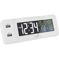 Hotel Collection Fast-Charging Dual USB Alarm Clock, Digital, Battery Operated, White OR489 | Globex Building Supplies Inc.
