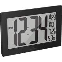 Self-Setting & Self-Adjusting Wall Clock with Stand, Digital, Battery Operated, Black OR493 | Globex Building Supplies Inc.