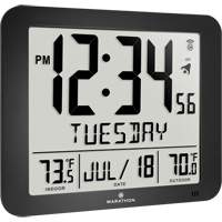Slim Self-Setting Full Calendar Wall Clock, Digital, Battery Operated, Black OR495 | Globex Building Supplies Inc.