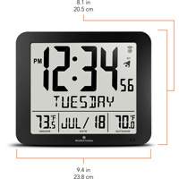 Slim Self-Setting Full Calendar Wall Clock, Digital, Battery Operated, Black OR495 | Globex Building Supplies Inc.