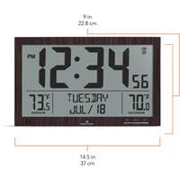 Self-Setting Full Calendar Clock with Extra Large Digits, Digital, Battery Operated, Brown OR498 | Globex Building Supplies Inc.