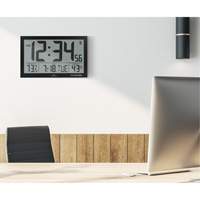 Slim Jumbo Self-Setting Wall Clock, Digital, Battery Operated, White OR503 | Globex Building Supplies Inc.