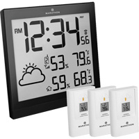 Self-Setting Weather Station and Clock, Digital, Battery Operated, Black OR504 | Globex Building Supplies Inc.