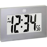 Large Frame Digital Wall Clock, Digital, Battery Operated, Silver OR505 | Globex Building Supplies Inc.