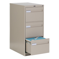 Vertical Filing Cabinet with Recessed Drawer Handles, 3 Drawers, 18.15" W x 26.56" D x 40" H, Beige OTE620 | Globex Building Supplies Inc.