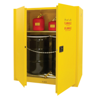 Vertical Drum Storage Cabinet, 110 US gal. Cap., 2 Drums, Yellow SGC540 | Globex Building Supplies Inc.