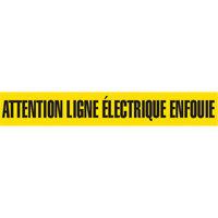 "Attention Ligne Électrique Enfouie" Barricade Tape, French, 3" W x 1000' L, Black on Yellow SGQ360 | Globex Building Supplies Inc.