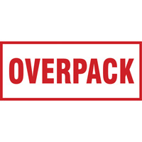 Étiquette de manutention «Overpack», 6" lo x 2-1/2" la, Rouge/blanc SGQ528 | Globex Building Supplies Inc.