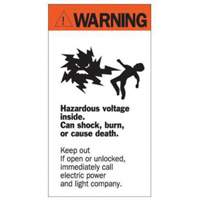 "Warning Hazardous Voltage" Sign, 8" x 4-1/2", Acrylic, English with Pictogram SY226 | Globex Building Supplies Inc.