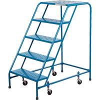 Rolling Step Ladder with Locking Step, 5 Steps, 18" Step Width, 46" Platform Height, Steel VC134 | Globex Building Supplies Inc.