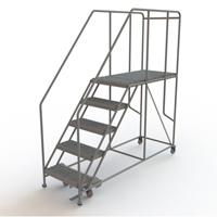 Mobile Work Platform, Steel, 5 Steps, 50" H, 47" D, 24" Step, Serrated VC595 | Globex Building Supplies Inc.