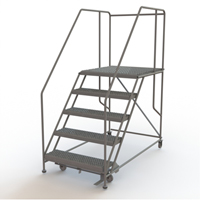 Mobile Work Platform, Steel, 5 Steps, 50" H, 36" D, 36" Step, Serrated VC599 | Globex Building Supplies Inc.