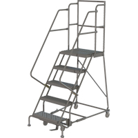 Deep Top Step Rolling Ladder, 5 Steps, 16" Step Width, 50" Platform Height, Steel VC766 | Globex Building Supplies Inc.