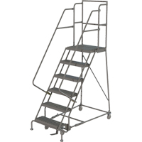 Deep Top Step Rolling Ladder, 6 Steps, 16" Step Width, 60" Platform Height, Steel VC768 | Globex Building Supplies Inc.