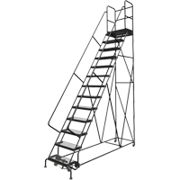 Deep Top Step Rolling Ladder, 13 Steps, 24" Step Width, 130" Platform Height, Steel VC777 | Globex Building Supplies Inc.