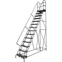 Deep Top Step Rolling Ladder, 14 Steps, 24" Step Width, 140" Platform Height, Steel VC778 | Globex Building Supplies Inc.