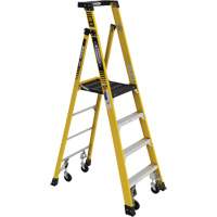Heavy-Duty Rolling Podium Ladder, 3 Steps, 27-3/5" Step Width, 48" Platform Height, Fibreglass VD476 | Globex Building Supplies Inc.