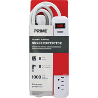 Surge Protector, 6 Outlets, 1000 J, 1875 W, 8' Cord XJ231 | Globex Building Supplies Inc.