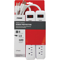 Surge Protector 2-Pack, 6 Outlets, 400 J, 1875 W, 1.5' Cord XJ247 | Globex Building Supplies Inc.